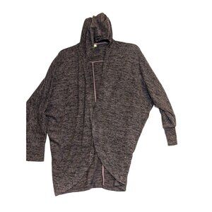 Lily White Womens Draped Cardigan Sweater Hooded M Polyester/Rayon/Spandex Gray